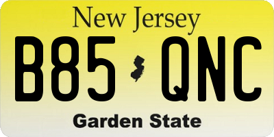 NJ license plate B85QNC