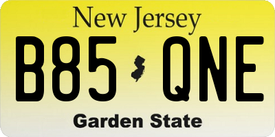 NJ license plate B85QNE