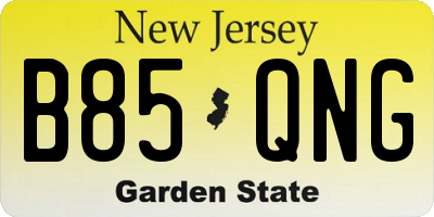 NJ license plate B85QNG