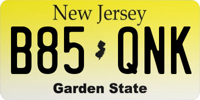 NJ license plate B85QNK