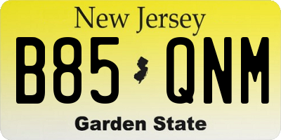 NJ license plate B85QNM
