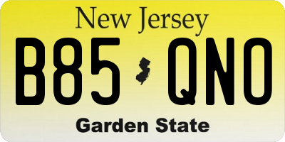NJ license plate B85QNO
