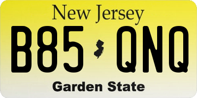 NJ license plate B85QNQ