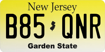 NJ license plate B85QNR