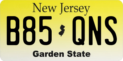 NJ license plate B85QNS