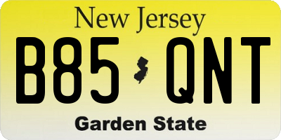 NJ license plate B85QNT