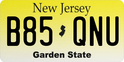 NJ license plate B85QNU