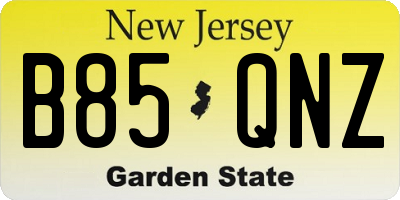 NJ license plate B85QNZ