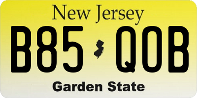 NJ license plate B85QOB