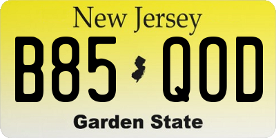 NJ license plate B85QOD