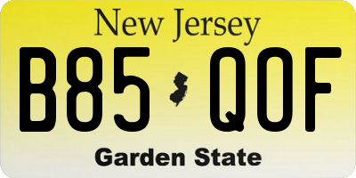 NJ license plate B85QOF
