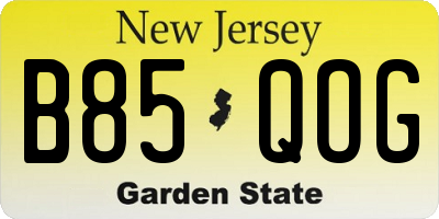 NJ license plate B85QOG