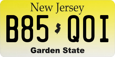 NJ license plate B85QOI