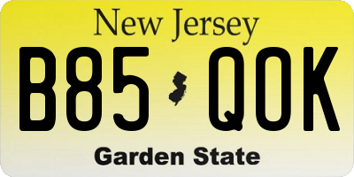 NJ license plate B85QOK