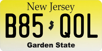 NJ license plate B85QOL