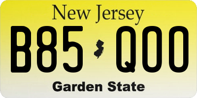 NJ license plate B85QOO