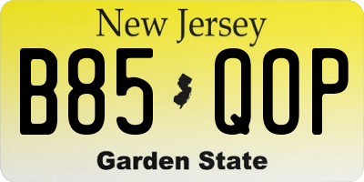 NJ license plate B85QOP