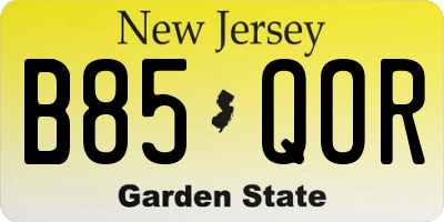 NJ license plate B85QOR