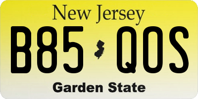 NJ license plate B85QOS