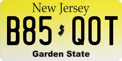 NJ license plate B85QOT