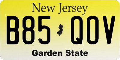 NJ license plate B85QOV