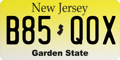 NJ license plate B85QOX