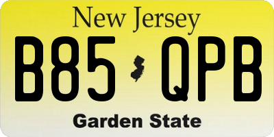 NJ license plate B85QPB