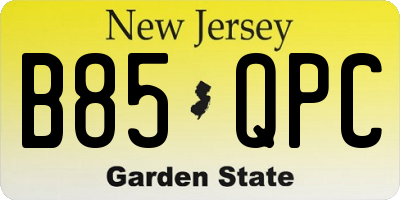 NJ license plate B85QPC