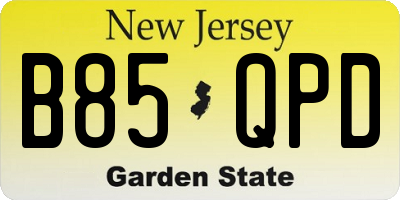NJ license plate B85QPD