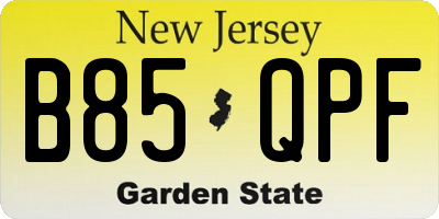 NJ license plate B85QPF