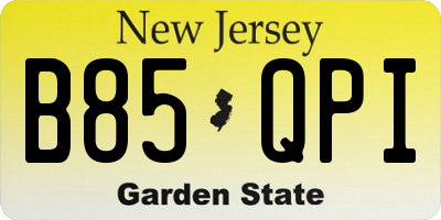 NJ license plate B85QPI