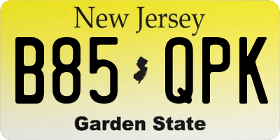 NJ license plate B85QPK