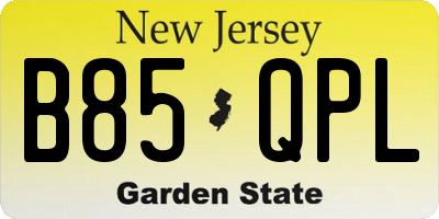 NJ license plate B85QPL