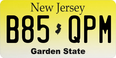 NJ license plate B85QPM
