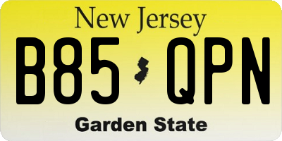NJ license plate B85QPN