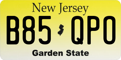 NJ license plate B85QPO