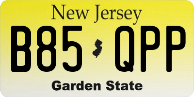 NJ license plate B85QPP
