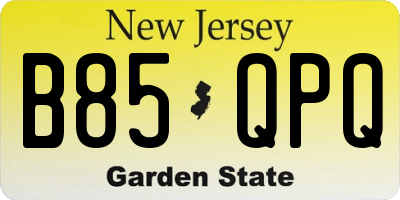 NJ license plate B85QPQ