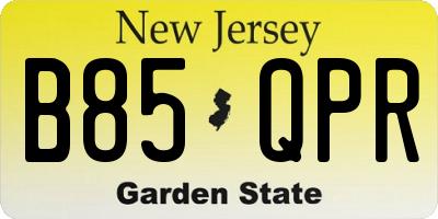 NJ license plate B85QPR