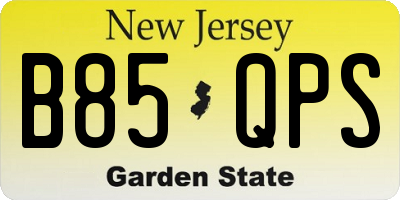 NJ license plate B85QPS