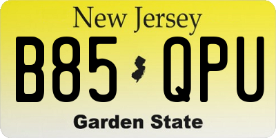 NJ license plate B85QPU