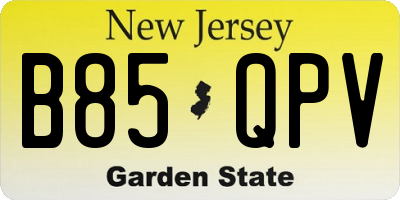 NJ license plate B85QPV
