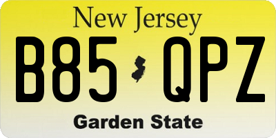 NJ license plate B85QPZ