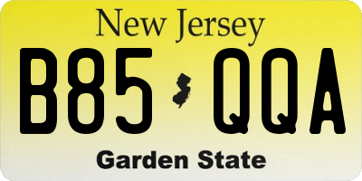 NJ license plate B85QQA