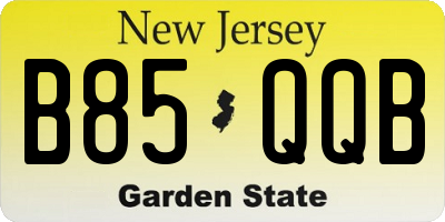 NJ license plate B85QQB
