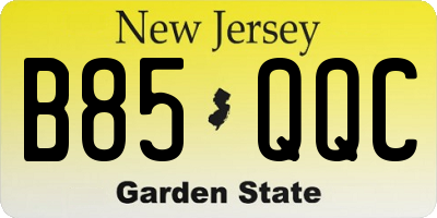NJ license plate B85QQC