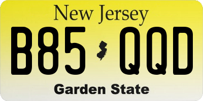 NJ license plate B85QQD