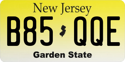 NJ license plate B85QQE