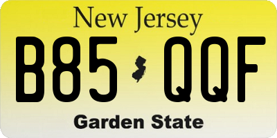 NJ license plate B85QQF