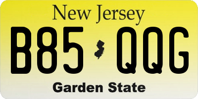 NJ license plate B85QQG